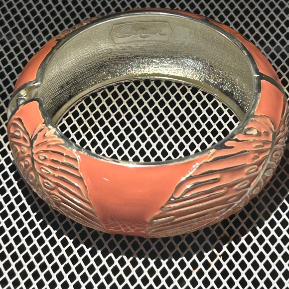 Enamel Bangle Clamper Bracelet by SEQUIN NWT Peach - Picture 4 of 4